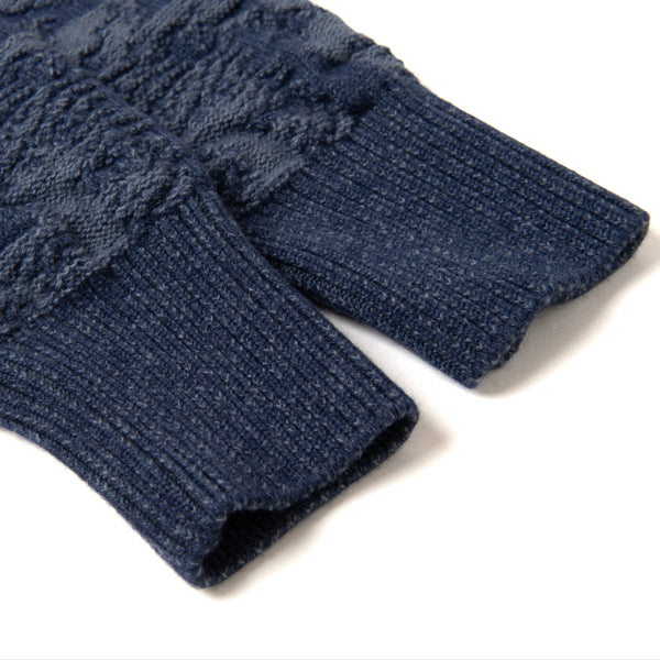 Navy 8184 Camouflage Jacquard Knit Cardigan