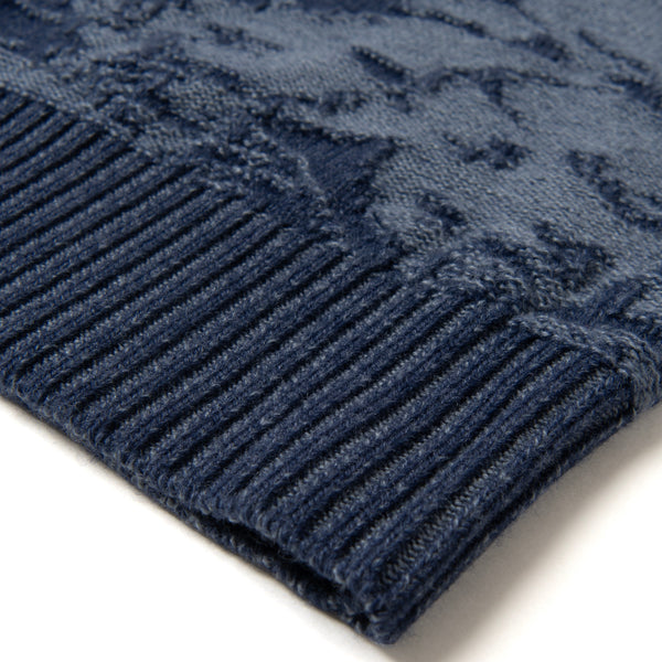 Navy 8184 Camouflage Jacquard Knit Cardigan