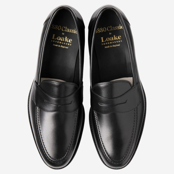 Hornbeam Carbon Black Calf Leather Penny Loafers