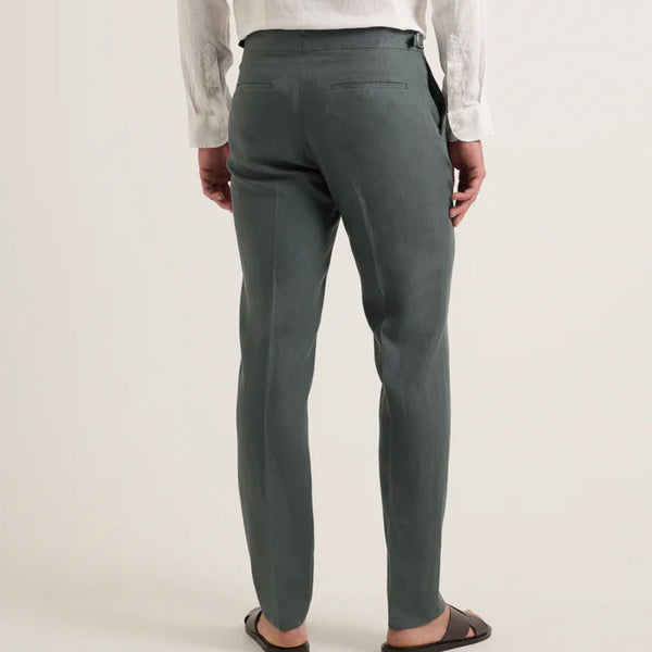Khaki Griffon Smart Italian Linen Trousers