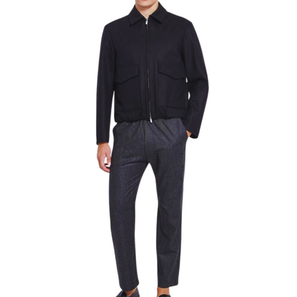Navy Magan Wool Bomber Jacket