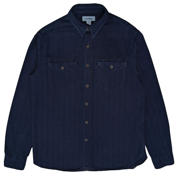 Dark Blue Post Man Herringbone Shirt