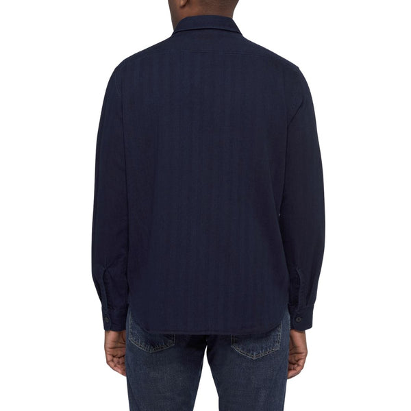 Dark Blue Post Man Herringbone Shirt
