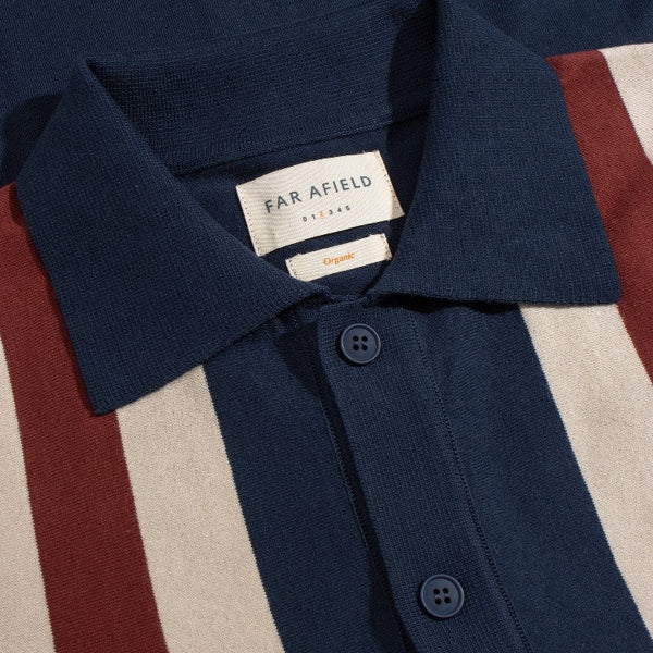 Navy Simple Stripe Velzy Knitted Cotton Shirt