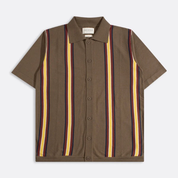 Brown Canopy Stripe Velzy Knitted Cotton Shirt