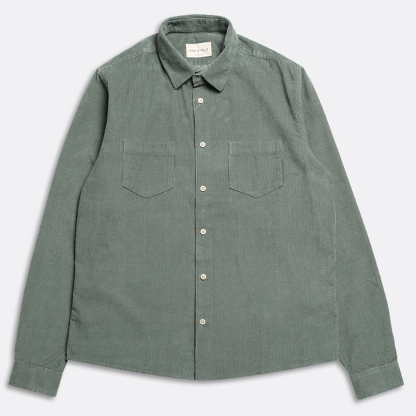 Green Two Pocket Corduroy Cotton Shirt