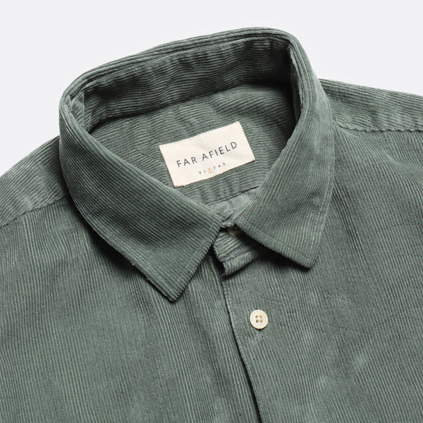 Green Two Pocket Corduroy Cotton Shirt