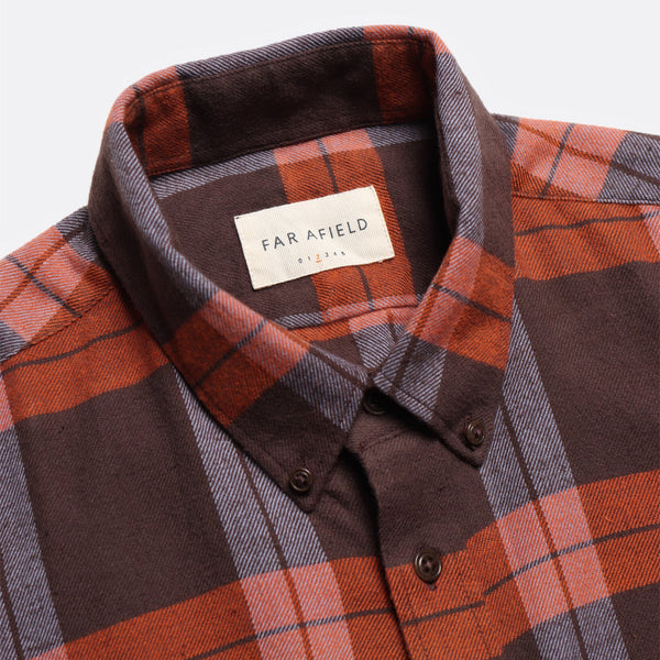 Brown Burnt Orange Larry Cotton Check Shirt