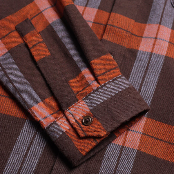 Brown Burnt Orange Larry Cotton Check Shirt