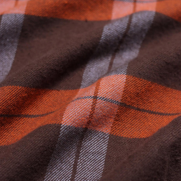 Brown Burnt Orange Larry Cotton Check Shirt