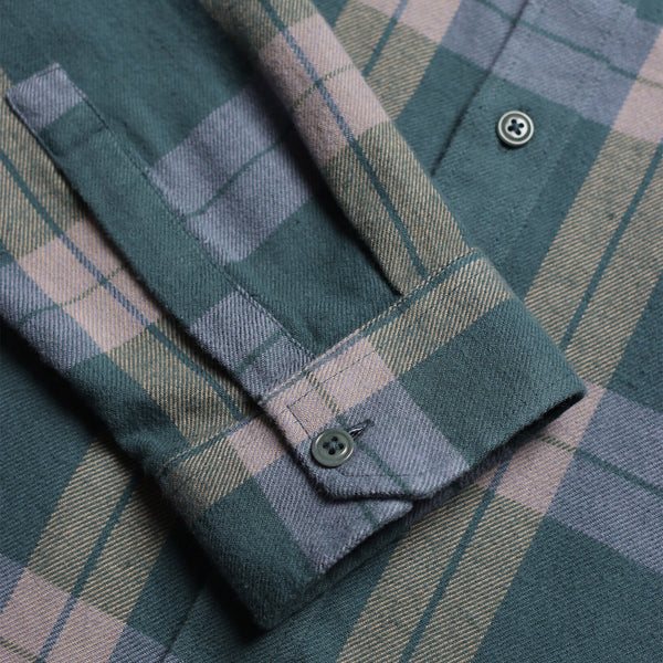 Forest Green Silver Larry Cotton Check Shirt