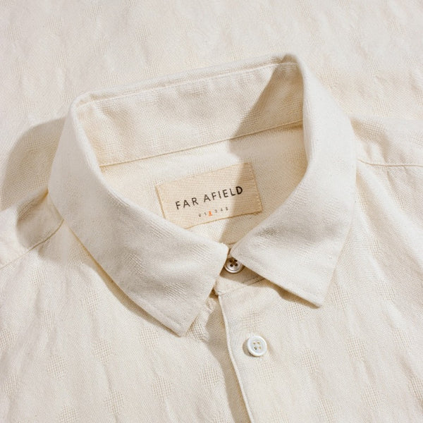 White Textured Tonal Dobby S/S Shirt