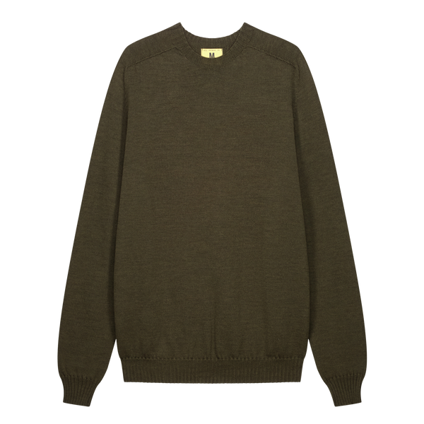 Kaki Aris Merino Wool Knit Crewneck Sweater