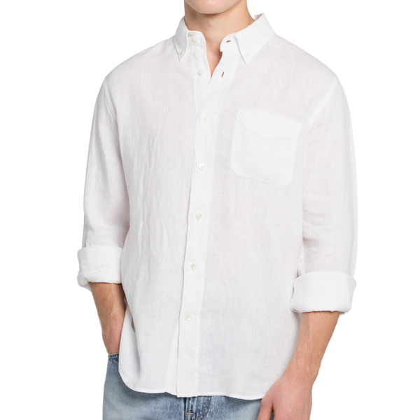 White Pure Linen Button Down Shirt