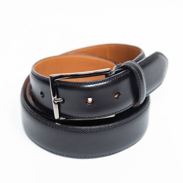 Black Edge Stitch Leather Belt