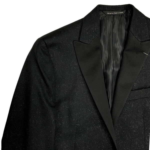 Black Jacquard Lamé Wool Tuxedo Dinner Jacket