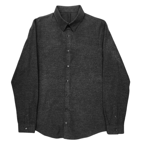 Charcoal Hidden Button Down Flannel Dress Shirt