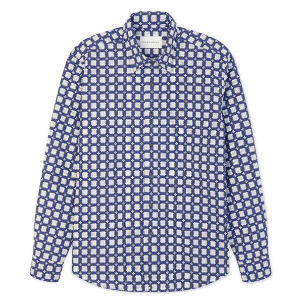 Blue Geometric Club Cotton Shirt