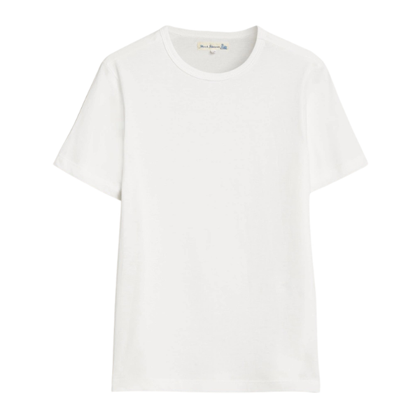 White 1950s Classic Fit Loopwheeled Cotton T-shirt