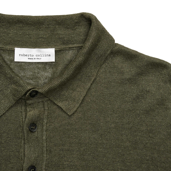 Olive Linen Knit S/S Polo