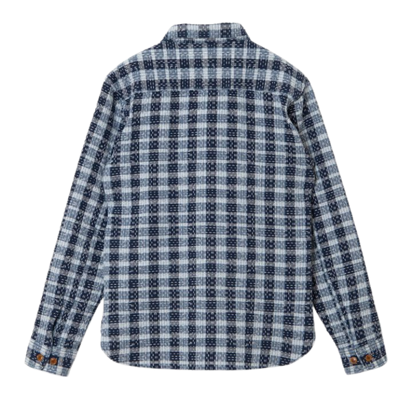 Indigo SD-5737 Noragi Plaid Sashiko Workwear Shirt
