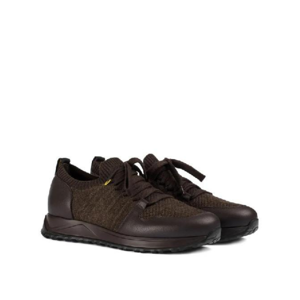 Marrone Zacinto Deer Leather and Merino Technical Sneakers