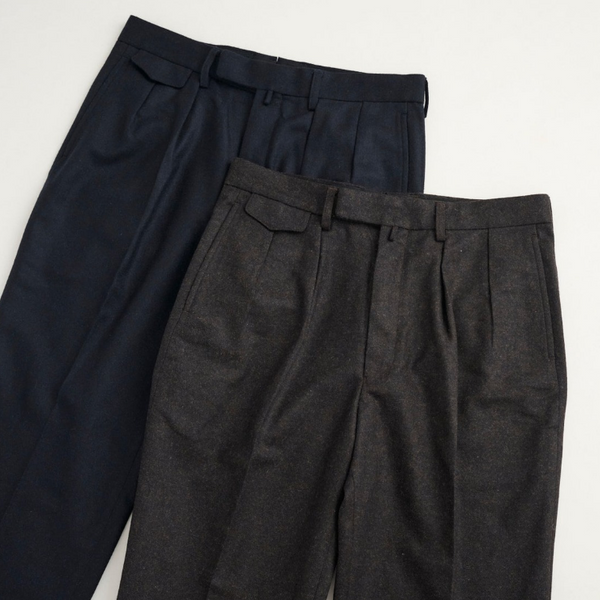 Navy Wool Cashmere 2Tuck Dress Trousers