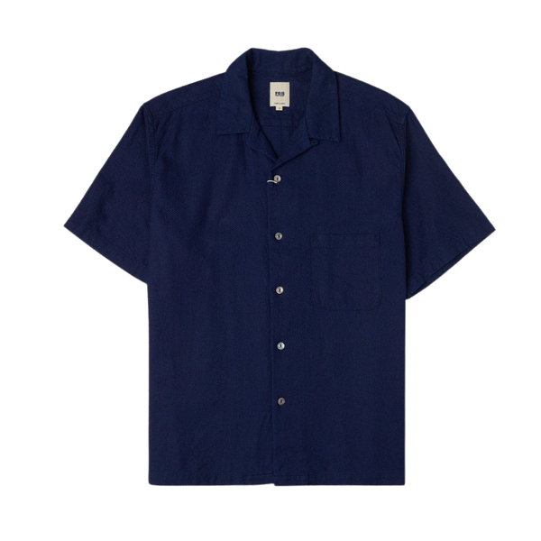 F3500 Indigo Sashiko Holiday Cotton S/S Shirt