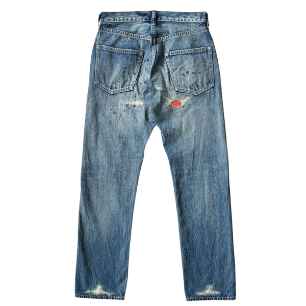LIMITED EDITION Indigo Distressed Parade Patchwork Denim Jeans