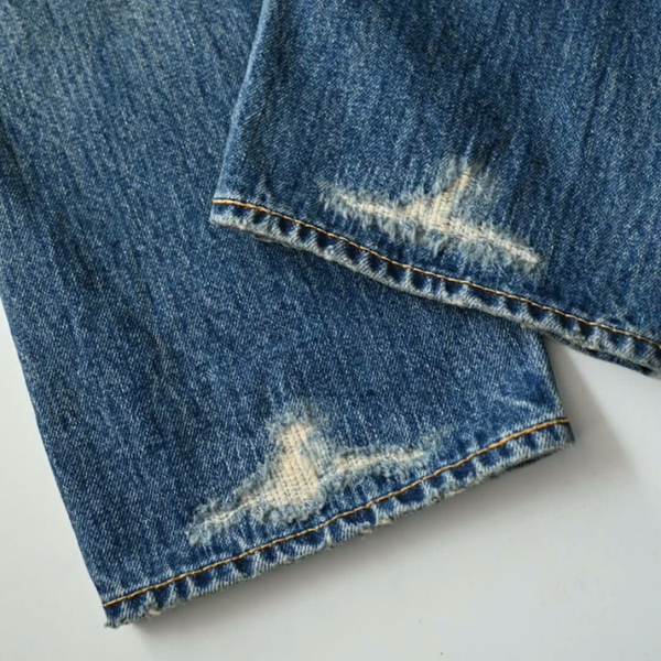 LIMITED EDITION Indigo Distressed Parade Patchwork Denim Jeans