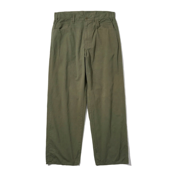 Olive Sapience Cloth Lot Tuck Six Pocket Cotton Trouser