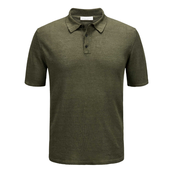 Olive Linen Knit S/S Polo