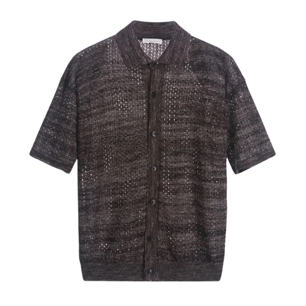 Moro Mouliné Cotton Linen Textured-Knit Shirt