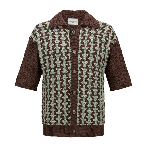 Moro Bicolour Geometric Jacquard Cotton Knit Shirt