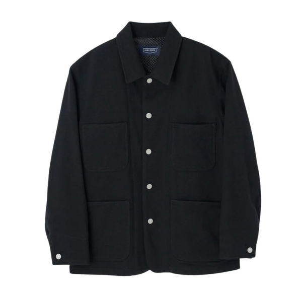 Black Short Cotton Wool Coverall Jacket