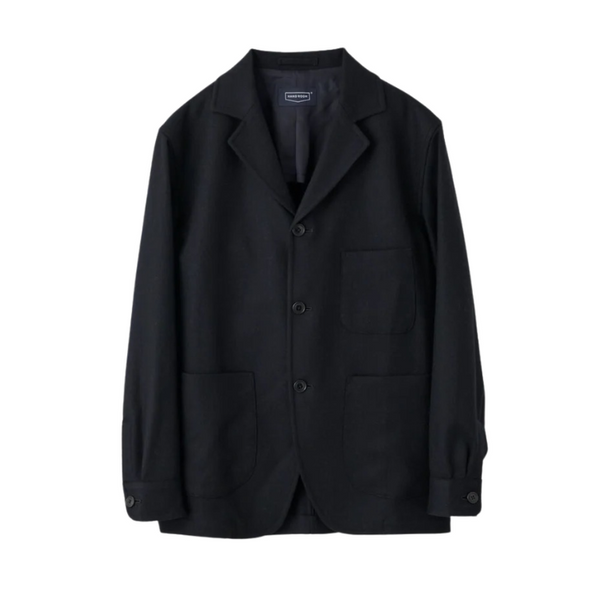 Navy Wool Cashmere Twill Cuff Jacket