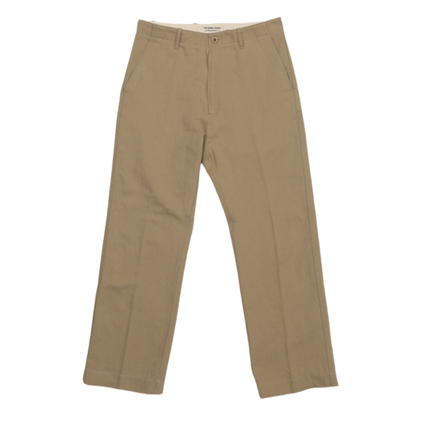 Beige Bube Wide Cotton Linen Chino Trouser