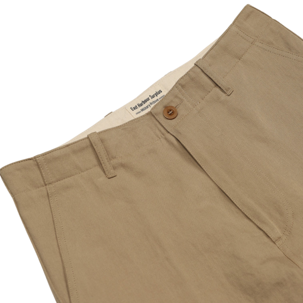 Beige Bube Wide Cotton Linen Chino Trouser