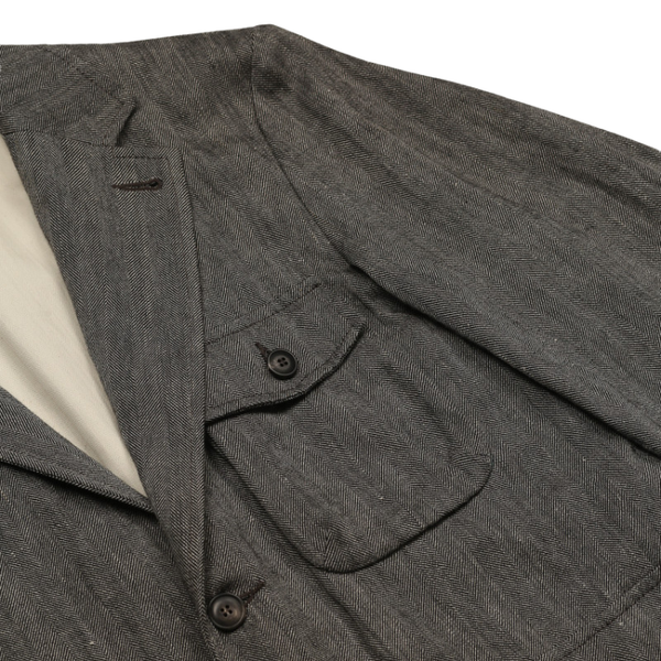 Grey Herringbone Chester Cotton Linen Jacket