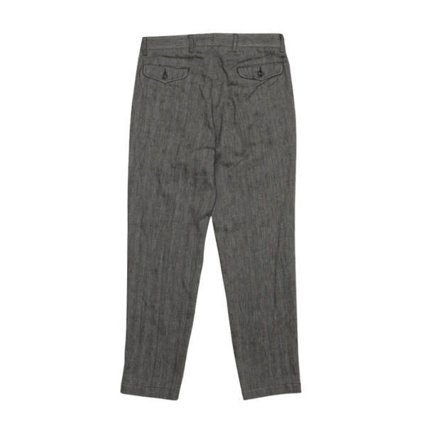 Washed Herringbone Enfield Pleated Cotton Linen Trouser
