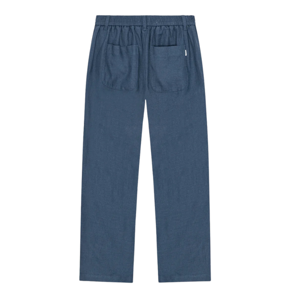 Dark Denim Blue Cotton Linen Comfort Suit Trousers