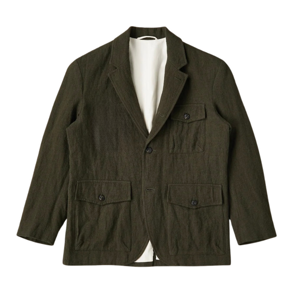 Olive F2601 Wool Linen Herringbone Flannel Jacket