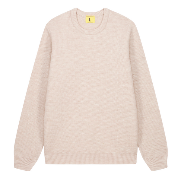 Natural Youri Merino Wool Round Neck Sweater