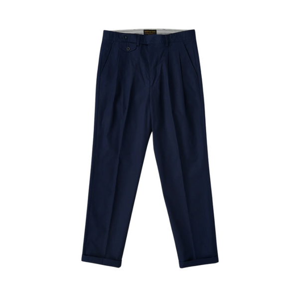 Navy Enfield 078 Cotton Chino Pleated Trouser