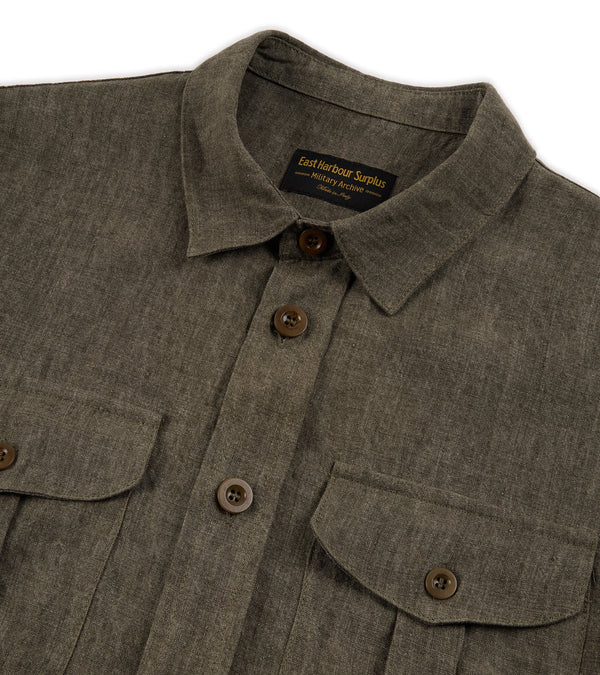 Green Ellis Linen English Safari Army Jacket