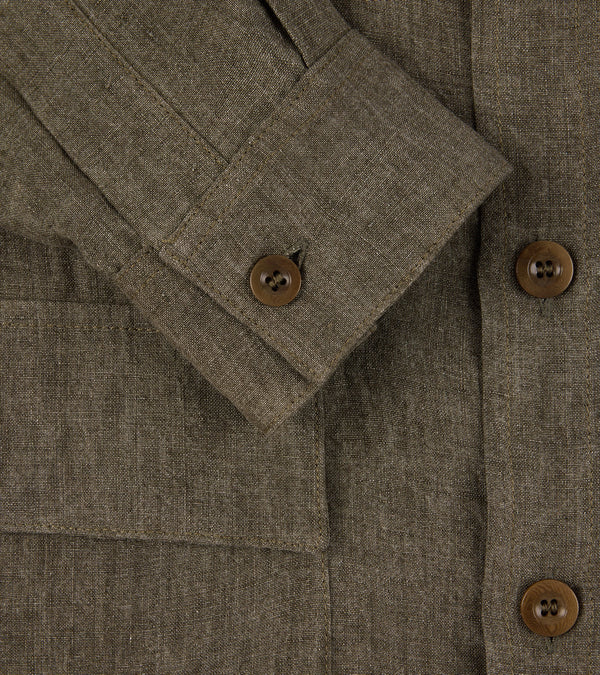 Green Ellis Linen English Safari Army Jacket