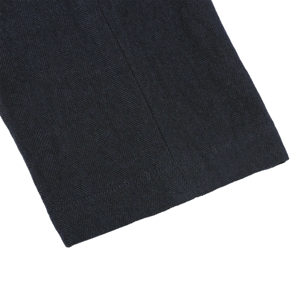 Navy Enfield F2601 Wool Linen Herringbone Pleated Trouser