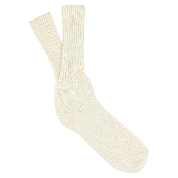 Off White Cotton Crew Socks