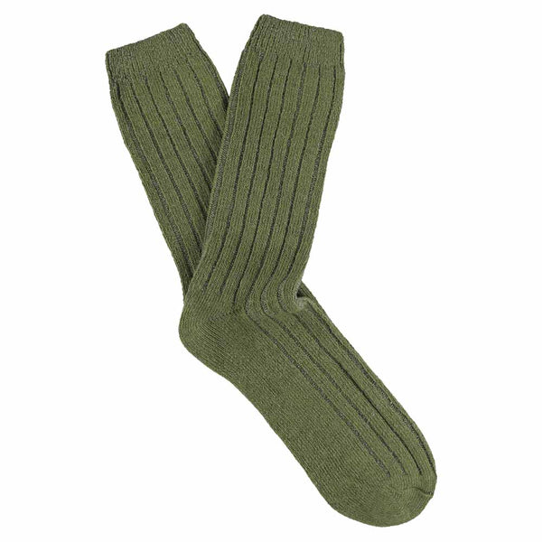 Khaki Cashmere Crew Socks