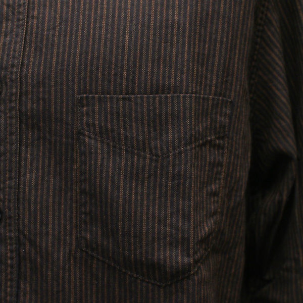 F3511 Black Band Collar Striped Shirt